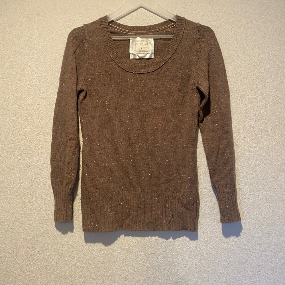 Old Navy Brown Crew Neck Fitted Sweater Small Long Sleeve Pullover